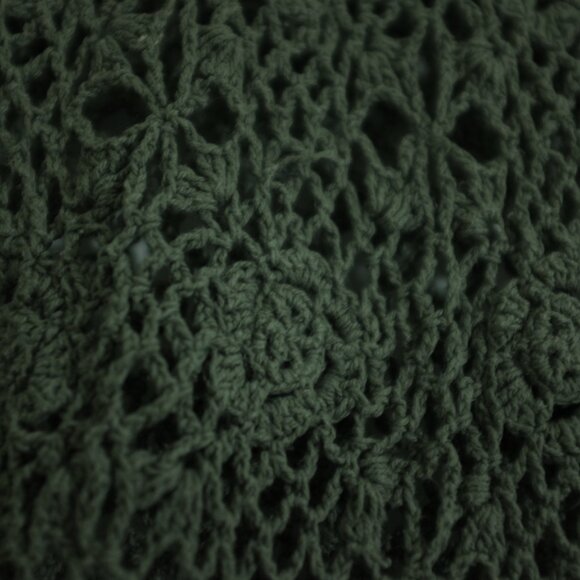 Blumind Grey green cotton crochet top tunic with waist tie size S - Picture 3 of 7